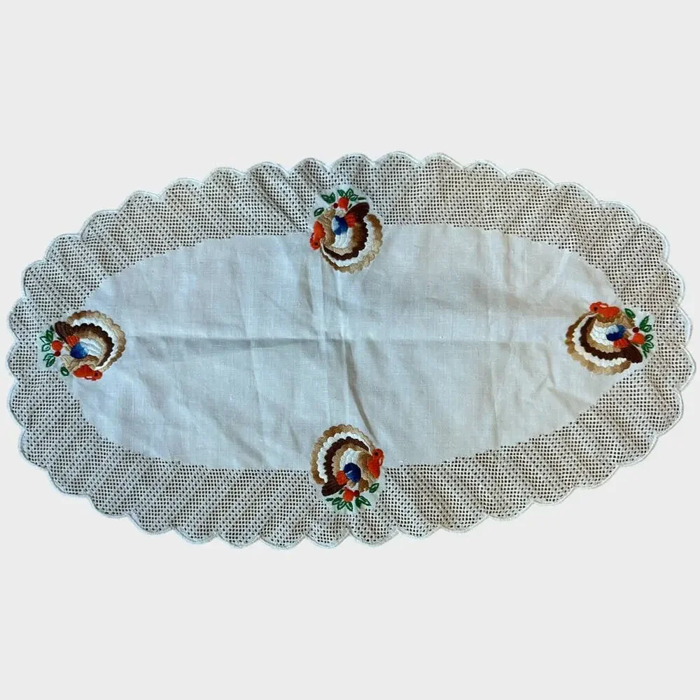 Turkey Embroidered Oblong Lace Dresser Scarf Table Scarf 16